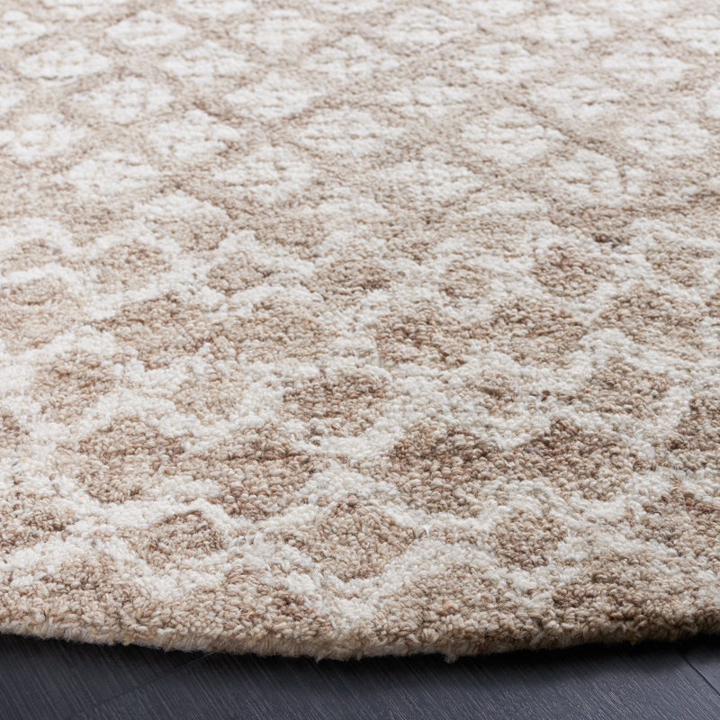 Tapis géométrique abstrait en laine touffeté à la main en coton, Rond 6 pi