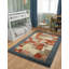 Tapis rouge / brun en laine noué à la main Patchwork
