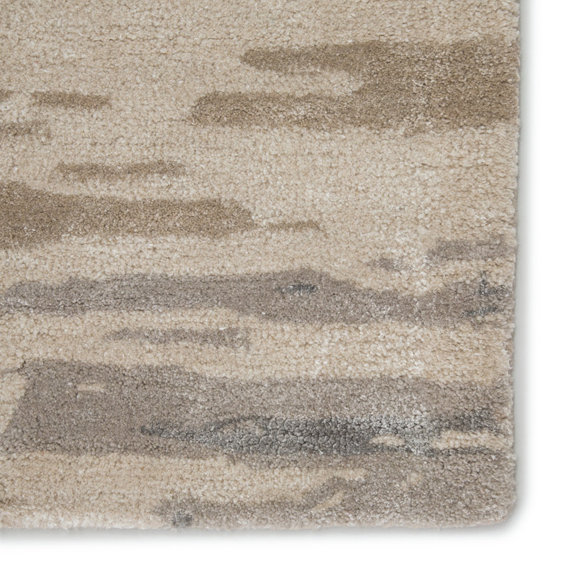 Tapis taupe / brun touffeté à la main à motif abstrait Chouteau, Rectangle 2 pi x 3 pi