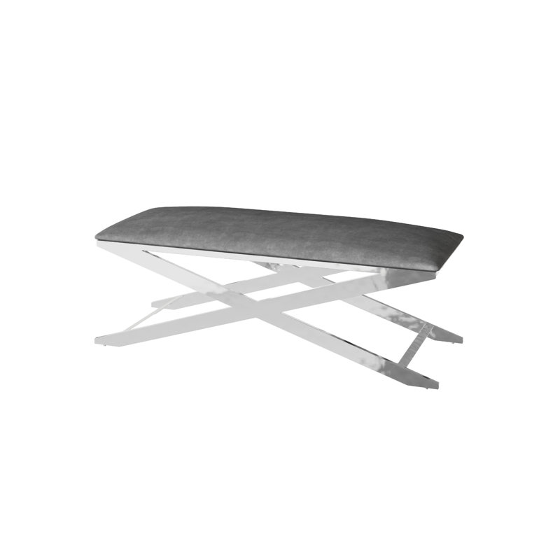 Aston-Lee Velvet Upholstered Bench, Dark Grey