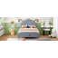 Lit plateforme tapissier avec tête de lit en forme de mouton-495069456-495069459