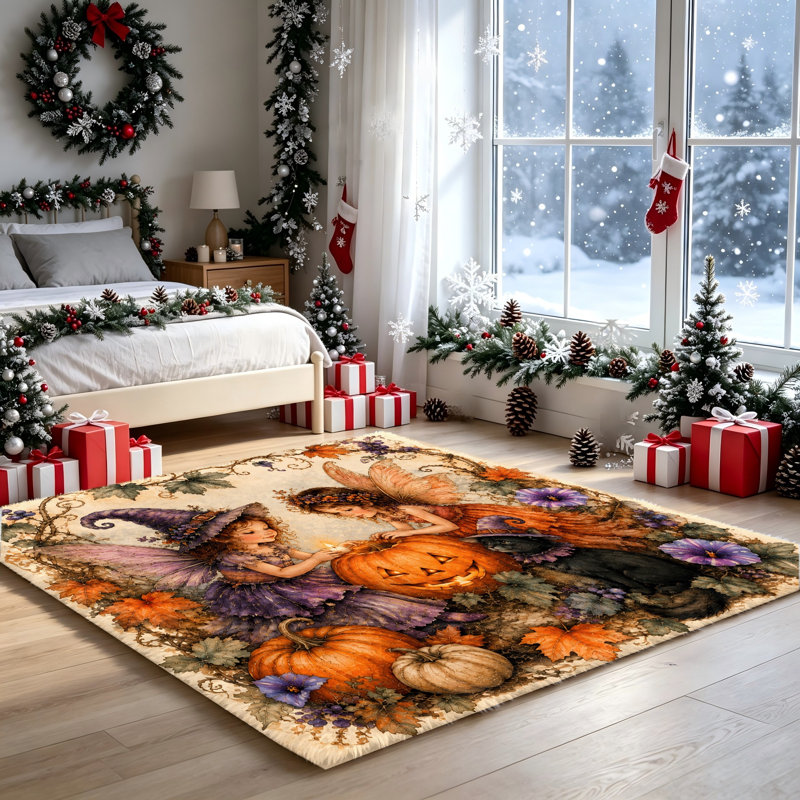 Tapis antidérapant Halloween Fairy Pumpkin, Rectangle 9 pi 10 po x 6 pi 7 po (300 x 200 cm)