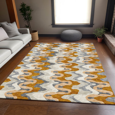 Mahaney Washable Abstract Indoor / Outdoor Rug