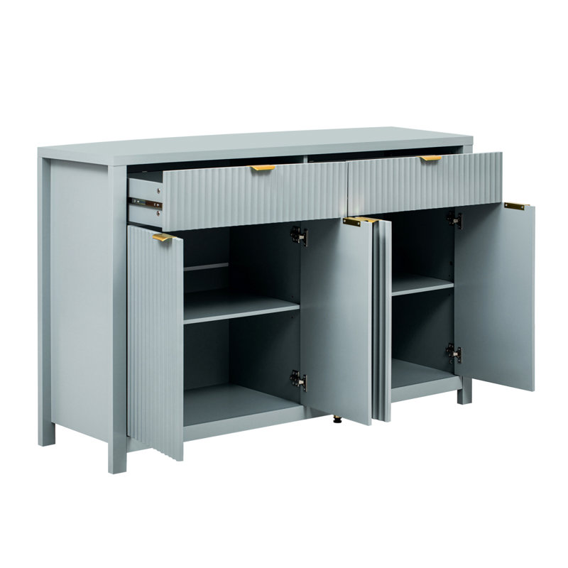 Armoire de style scandinave avec poignées en aluminium, Cyan