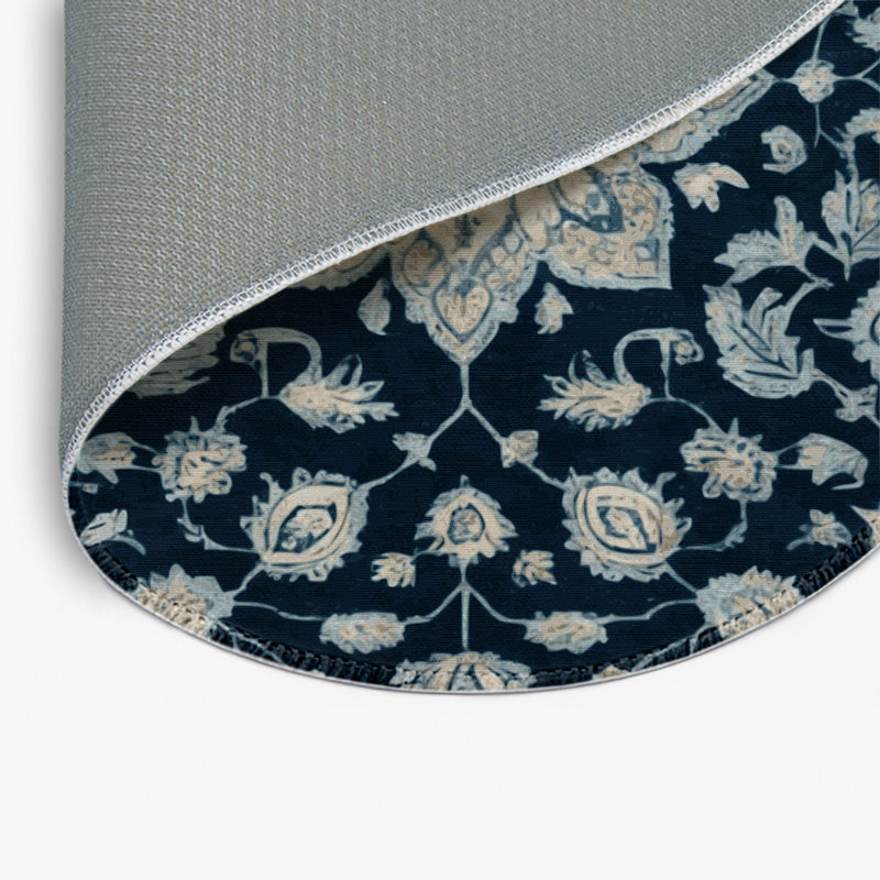 Overdyed Green Indoor and Outdoor Area Rug, Round 5'