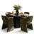 4 - Person Dining Table Sets With Solid Wood Round Table & 4 Upholstered Fabric Chairs-876203488-876203493