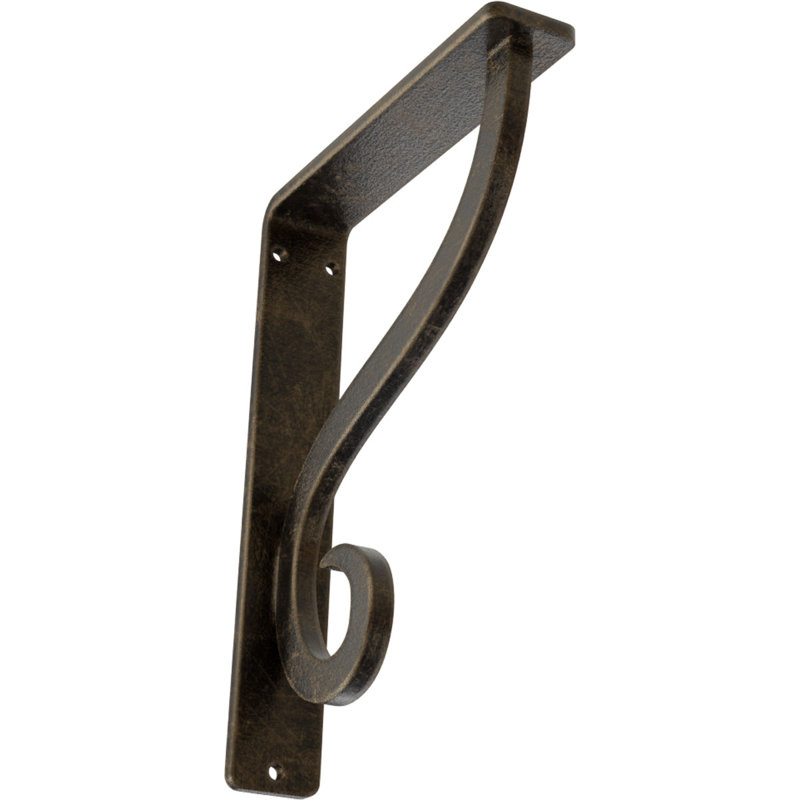 Support simple en fer forgé Ashford, H 8 po x l 1,5 po x P 5,5 po, Or pâle antique