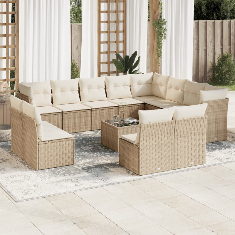  Garden Sofa Set Beige, Cream White