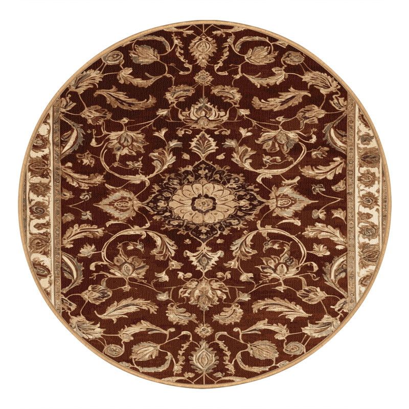 Tapis brun lavable à la machine, Rond 3 pi