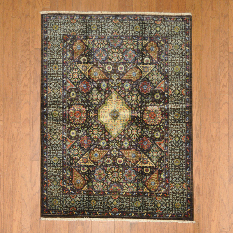 Tapis en laine noué à la main Bungalow Rose
