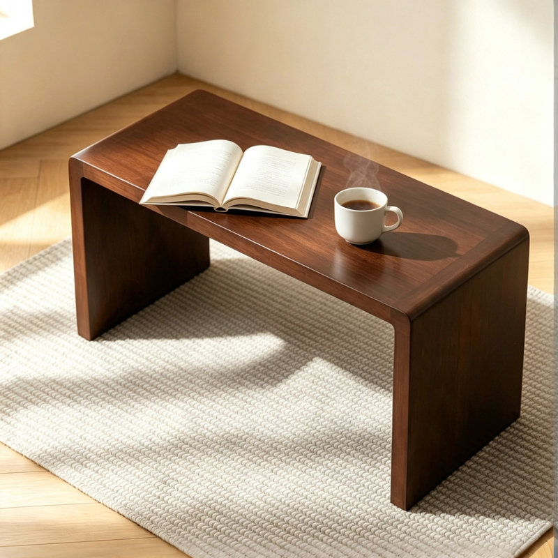 Table basse en forme de C de 35 cm (13,77 po), table d'appoint convertible 2 en 1, table moderne pour ordinateur portable ou collation dans le salon, finition noyer