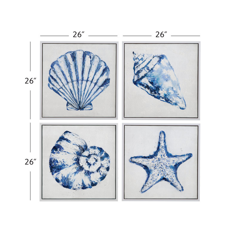 Shells Framed Canvas s/4
