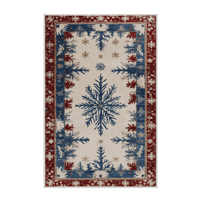 Machine Washable French Beige Area Rug, Rectangle 6' x 9'