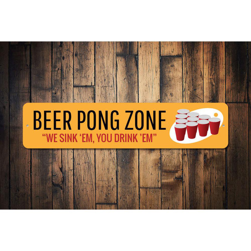 Plaque en aluminium Beer Pong, H 4 po x l 18 po x P 0,04 po
