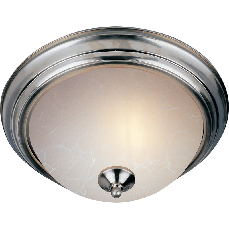 Plafonnier encastré simple en forme de bol à 1 lumière Atterbury, Glacé / nickel satiné, H 6 po x l 11,5 po