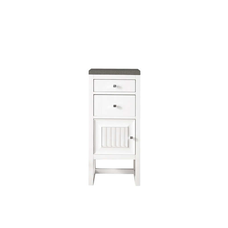 Athens 15" W Freestanding Bathroom Cabinet, Left Handed, Glossy White/Gray Expo