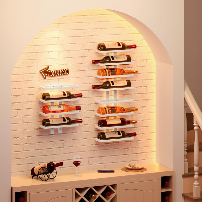 8 Tier Wall Mount Wine Rack, White
