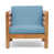 Coussin bleu / cadre brun