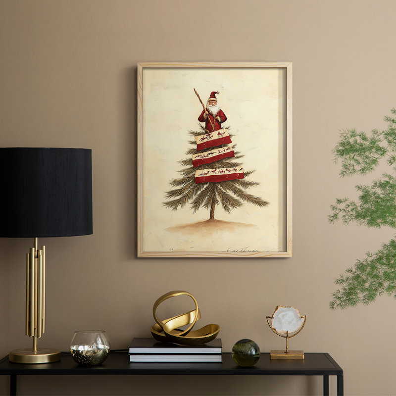 «Christmas Holiday Art CDLXIV», reproduction d'art encadrée - bois massif, Naturel, H 11 po x l 9 po