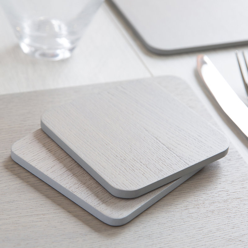 Naturals Wood Square 4 Piece Coaster Set