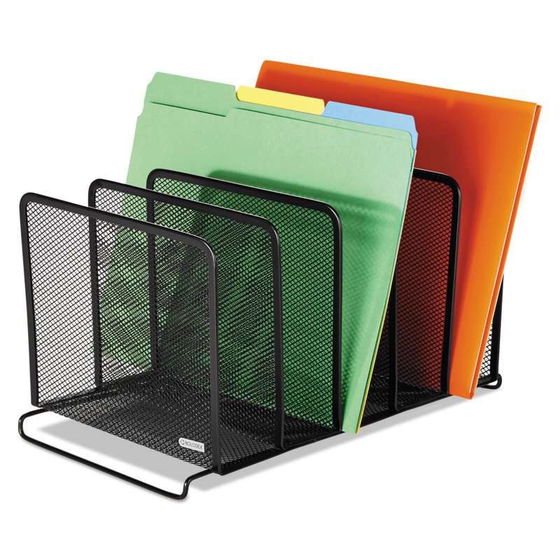 Black Metal Mesh 6-Compartment Vertical File Sorter