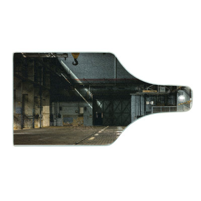 Ambesonne Industrial Tempered Glass Cutting Board Dark Interior Multicolor