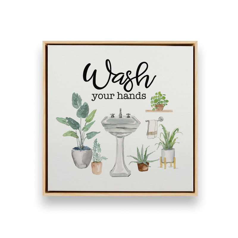 «Wash Your Hands» par Masey St. Studios, reproduction d'art, 30 W x 30 H, Maple, Framed Canvas