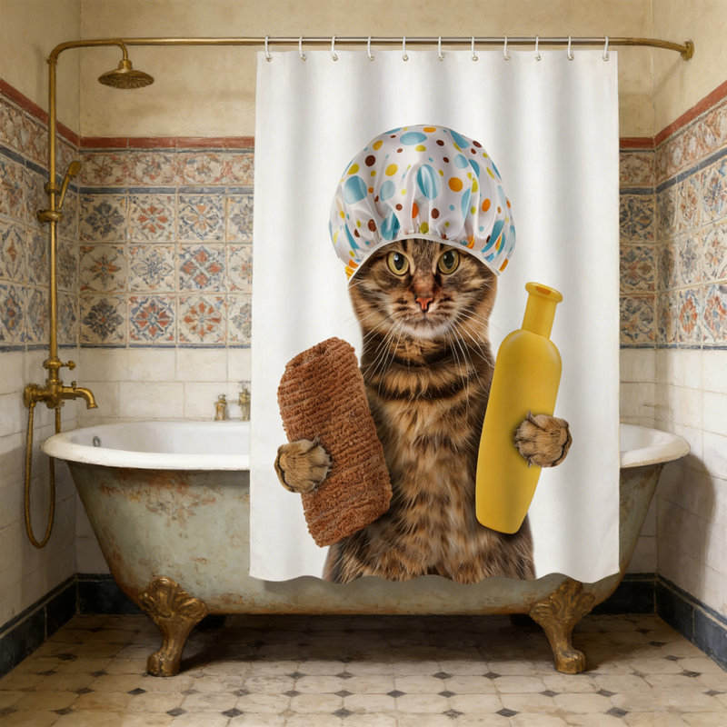 Rideau de douche 3D 3D avec crochet 12 pièces