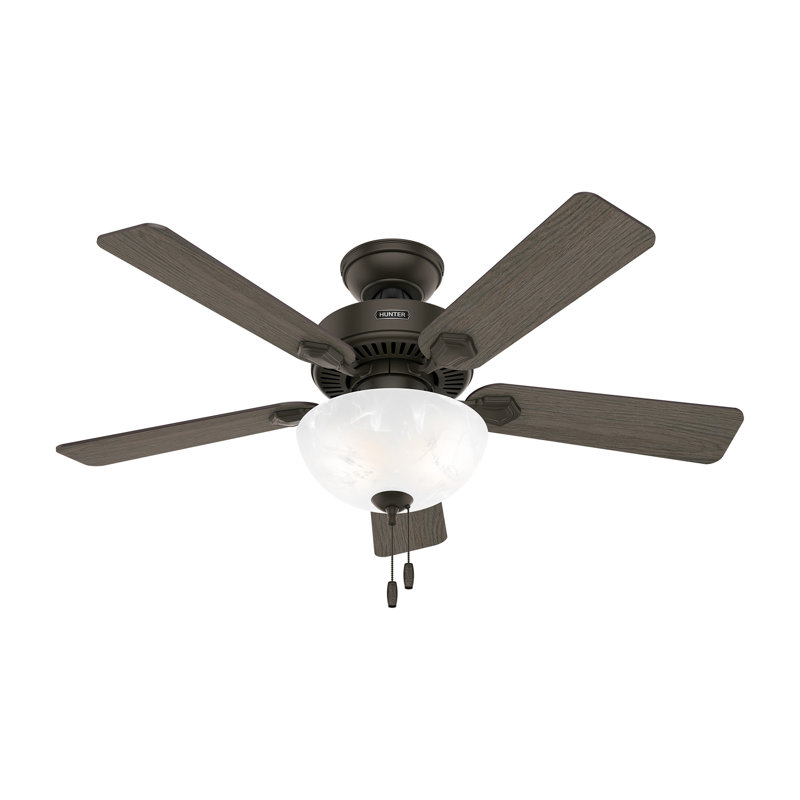 44" Swanson ENERGY STAR® 5-Blade Standard Ceiling Fan with Pull Chain and LED Light Kit Included, Gray, Bronze