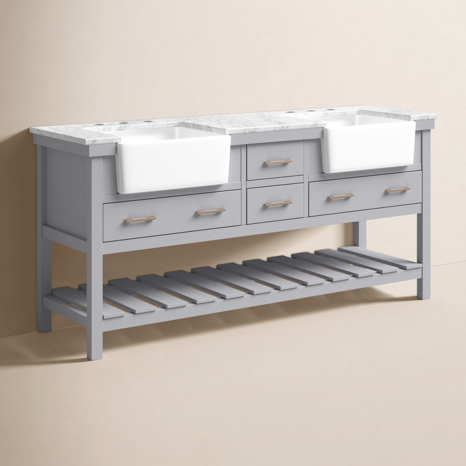 Pelaghia 72'' Double Bathroom Vanity, Gray