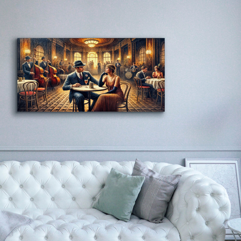 «Date Night In Vintage New York» par Rey Klimt, art mural sur toile, H 30 po x l 60 po