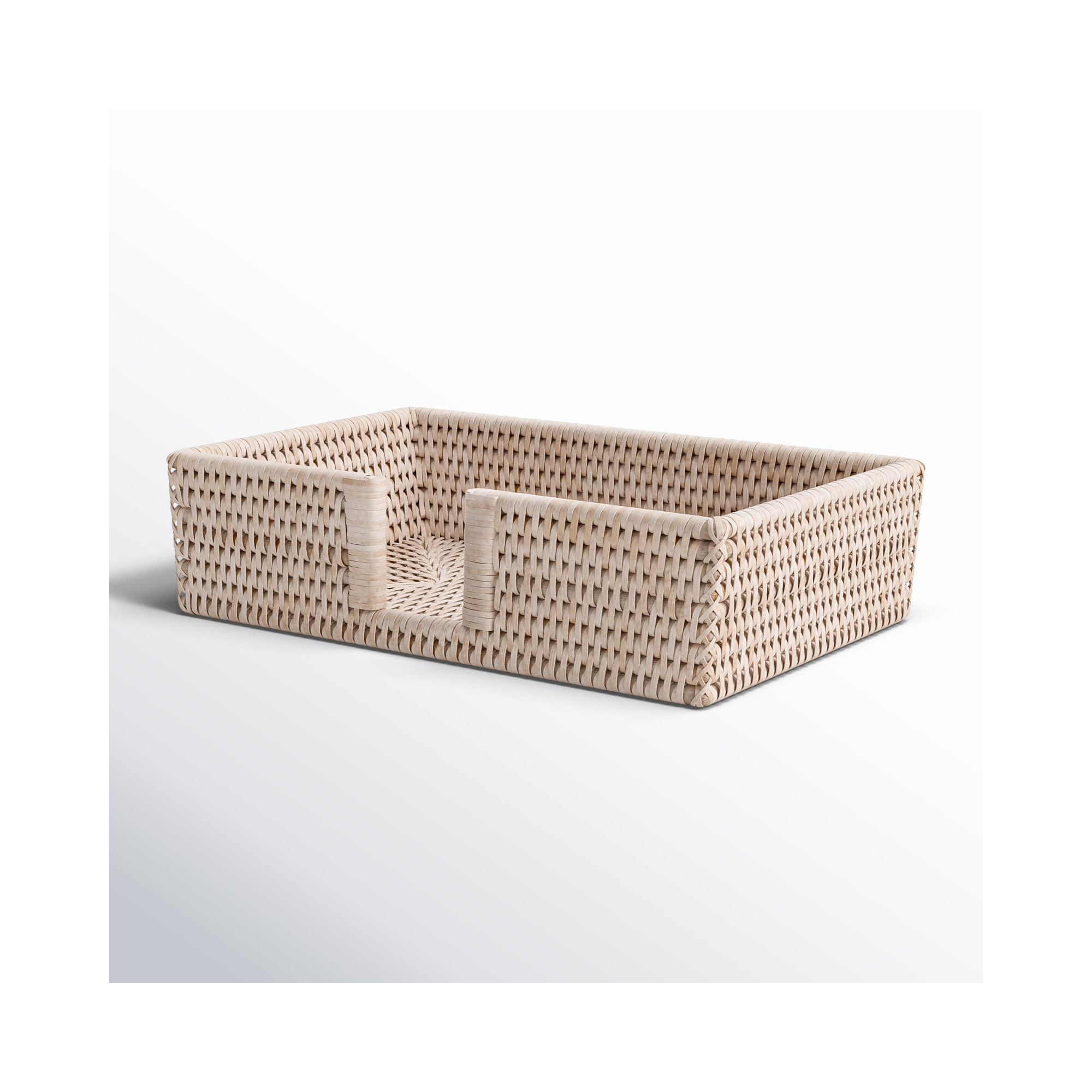 Rattan Guest with Cutout Napkin Holder, White Wash