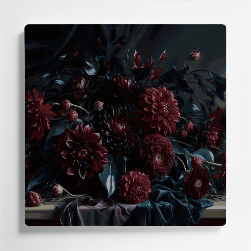 Art d'Halloween fleurs d'automne aux tons sombres en métal noir, H 16 po x l 16 po