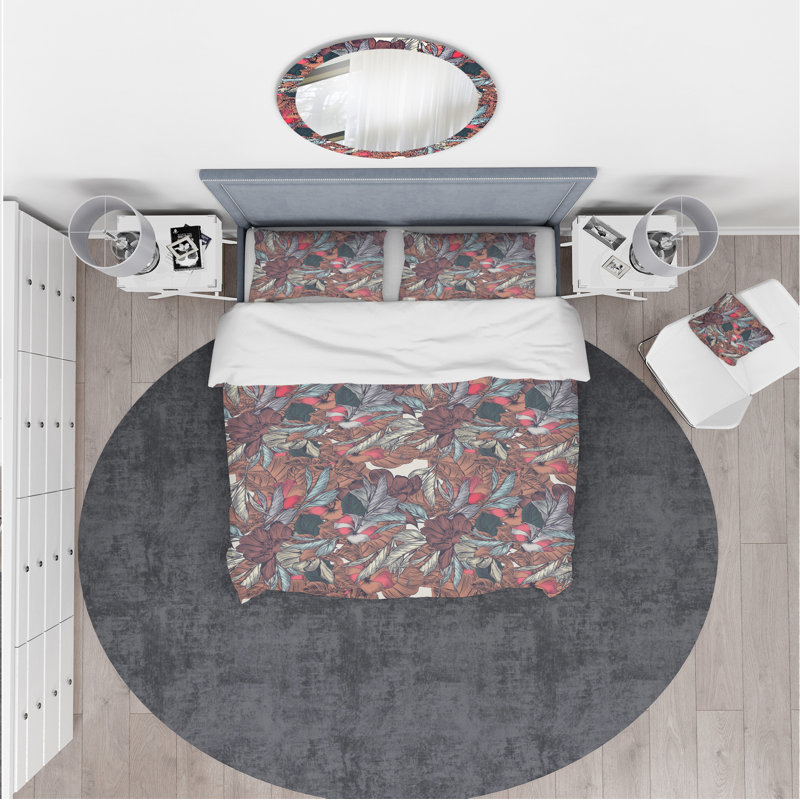 Ensemble de housse de couette bohème et éclectique, Housse simple + 1 taie décorative