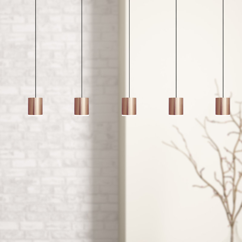 Luminaire suspendu linéaire à 5 lumières pour îlot de cuisine Andromedae, Cuivre