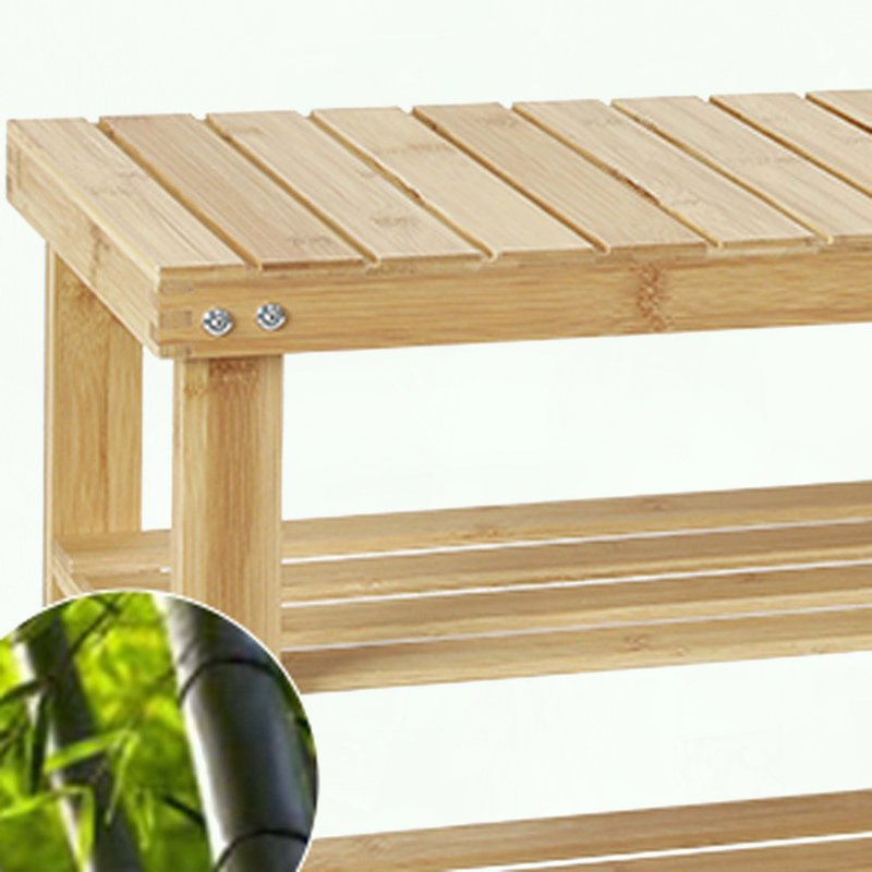 3-Tier Solid Pine Wood Shoe Bench