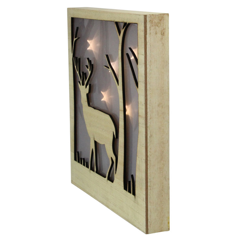 Cerf mâle 9,75 "avec lumières de Noël