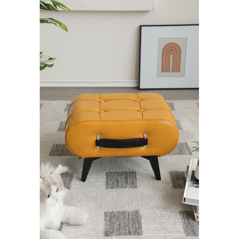 Repose-pieds rembourré en similicuir, repose-pieds, tabouret décoratif pour la maison, Jaune