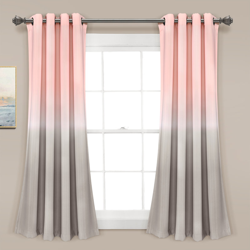 Room Darkening Curtain Pair, Blush/Grey, Width 132 x Drop 160 cm