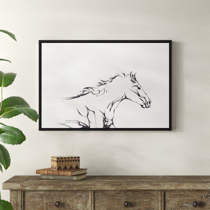 « racing cheval sketch », reproduction d’art encadrée sur toile