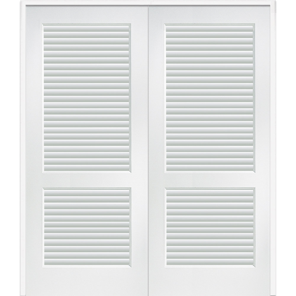 Louvered Solid Manufactured Wood Primed Louver Standard Door MMI DOOR 
