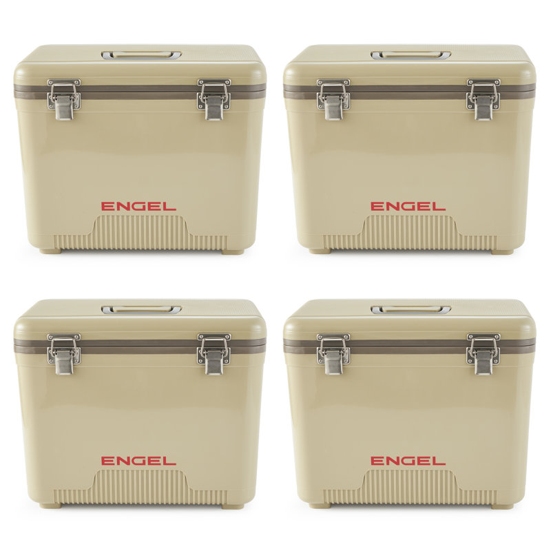 Engel 19 Quart Bait Dry Box Ice Cooler with Shoulder Strap, Tan