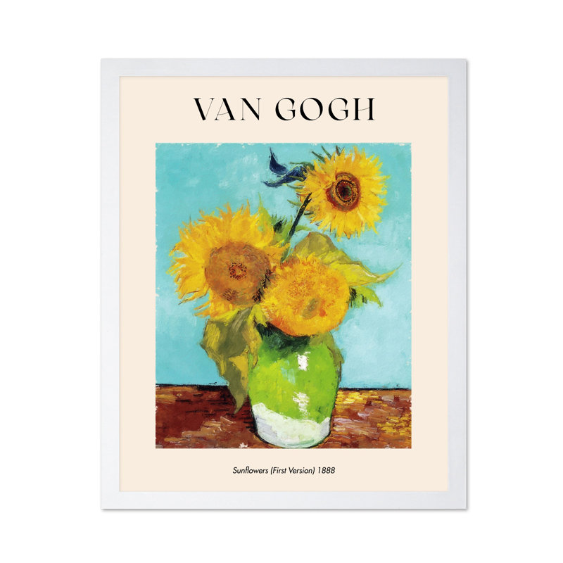 Van Gogh - Tournesols, Affiche, Encadrement blanc, H 16 po x l 20 po