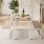 110cm 3 Piece Dining Table Set With Benches Seats 4 Space Saving Wood Effect White Metal Frame Scandinavian