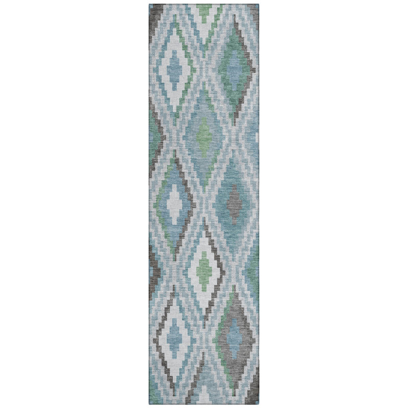 Machine Washable Indoor/Outdoor Aten ACN2331 Diamond Rug, Runner 2'3" x 7'6"
