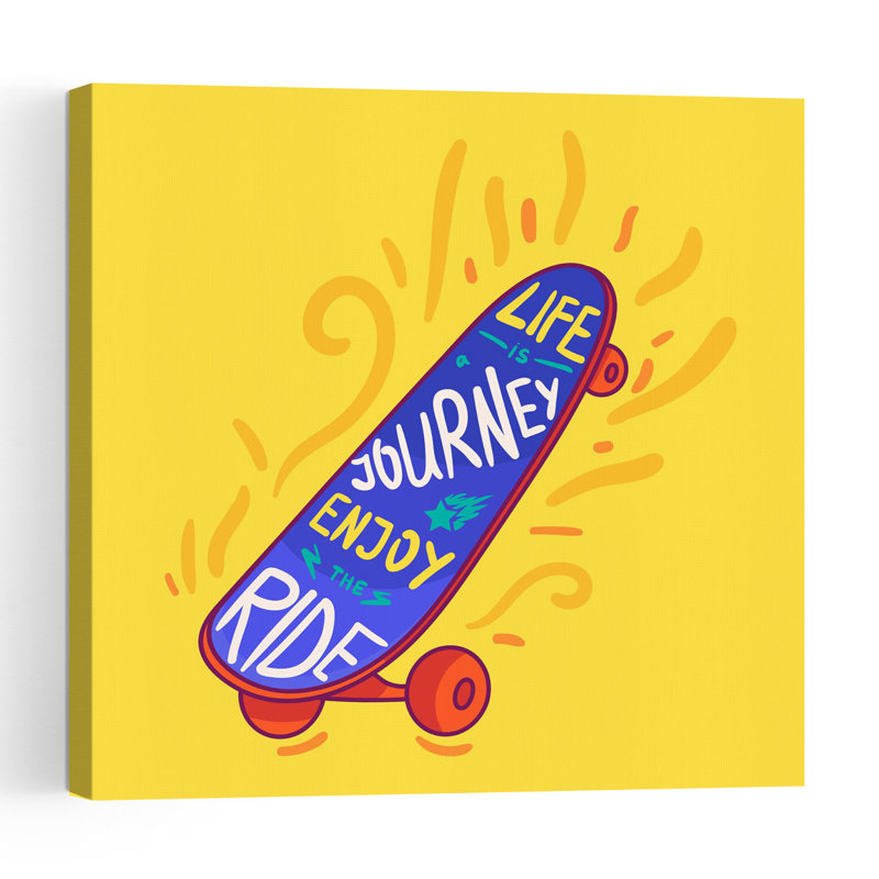 Life Journey Skateboard Colorful Vibrant Contemporary Wall Art Print, 81.28cm H x 81.28cm W