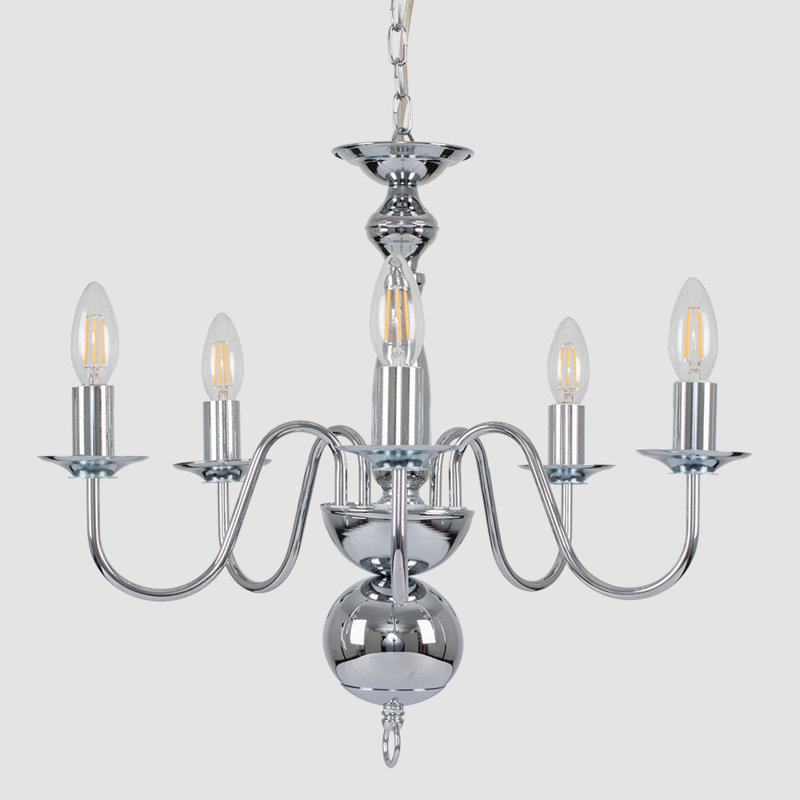 Eshelman 5 - Light Candle Style Chandelier, Not Included, Chrome