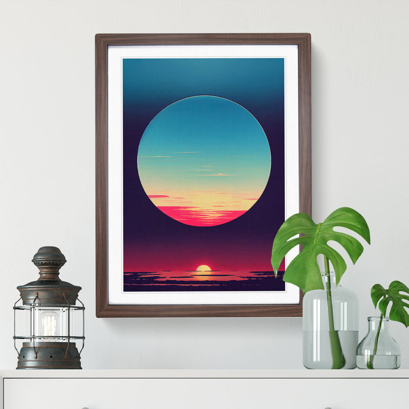 XV1022-4624X The Striking Sunset Abstract - Single Picture Frame Print, 64cm H x 46cm W x 2cm D, Walnut