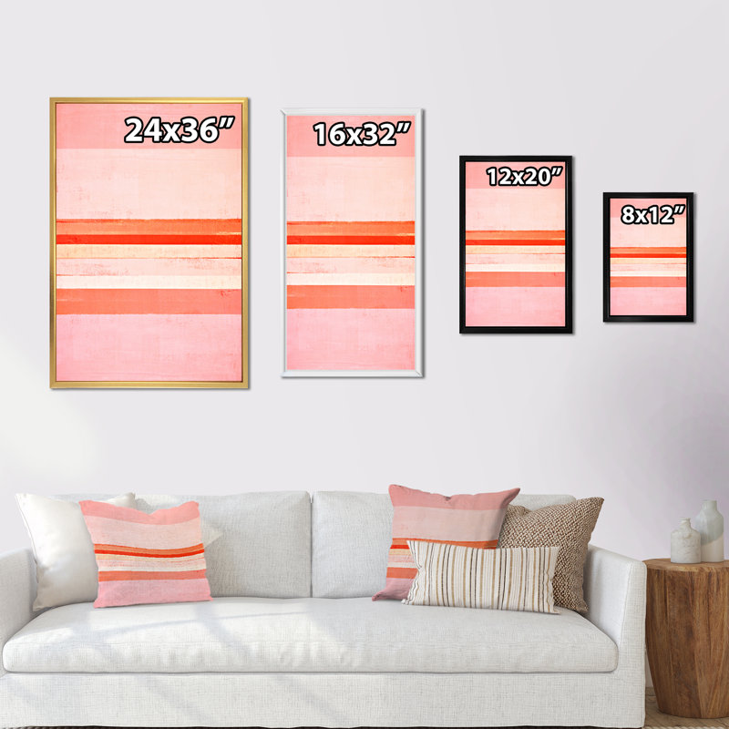 Rose et orange, champs de couleurs - peinture sur toile, H 20 po x l 12 po x P 1 po, Cadre flottant noir