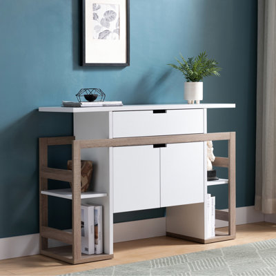 Moderniser l'espace de cuisine avec armoire-buffet à 4 tablettes, rangement optimal à 4 tablettes taupe blanc et foncé